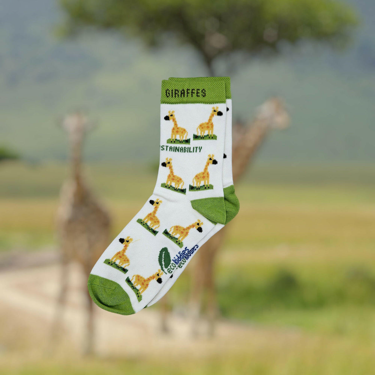 GRINNING GIRAFFE ORGANIC COTTON KIDS SOCKS.