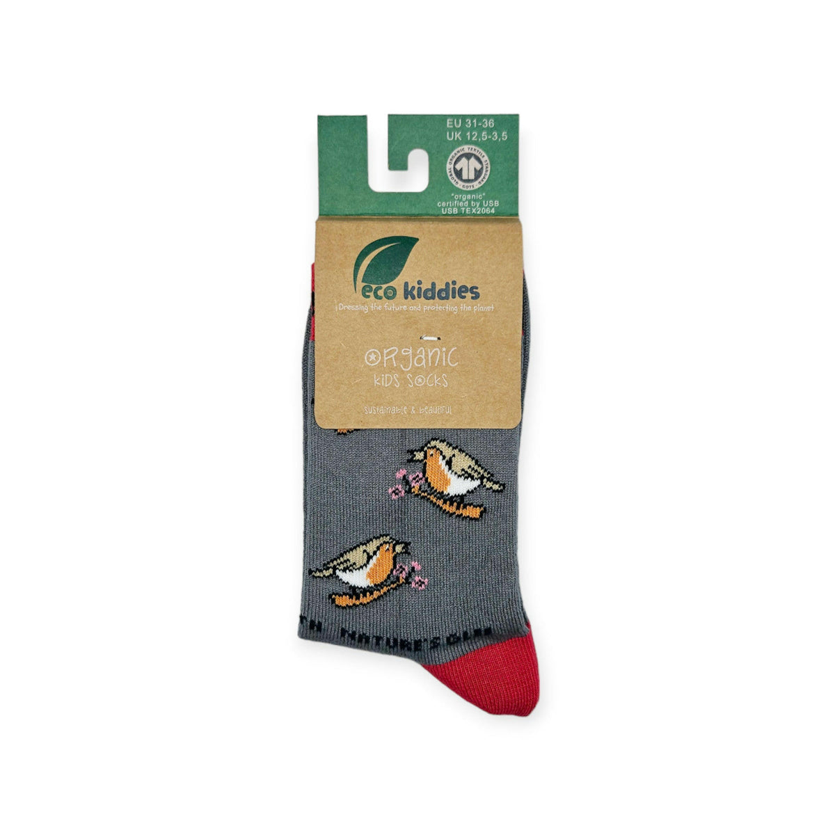 CHIRPY ROBIN ORGANIC COTTON KIDS SOCKS.