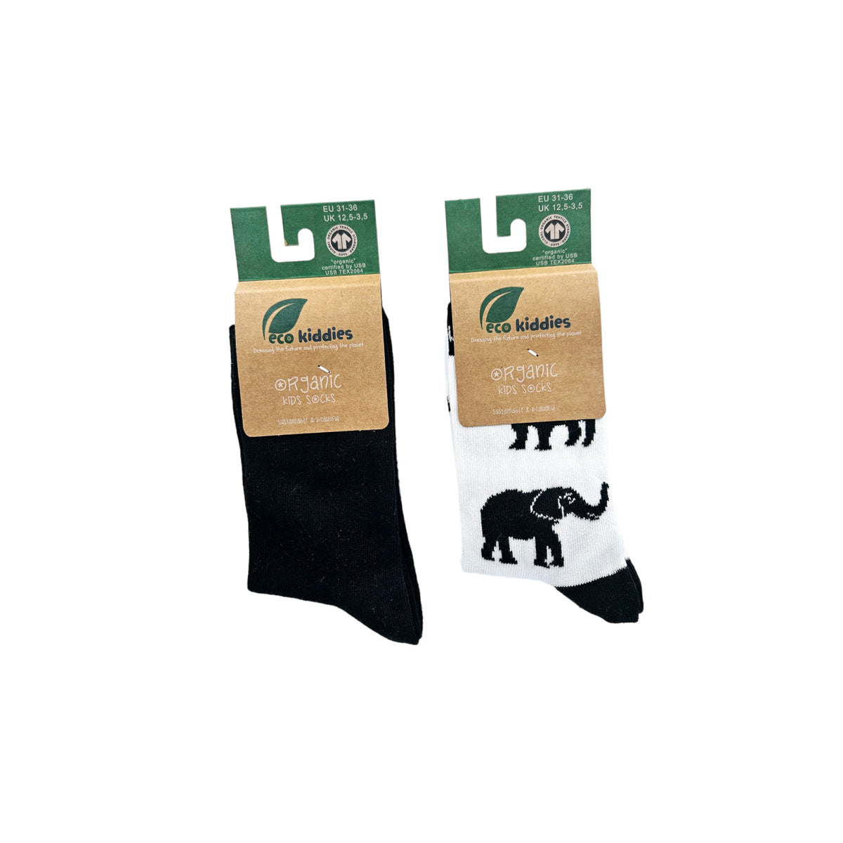 ECO ESSENTIALS ORGANIC COTTON KIDS SOCKS DUO: SCHOOL & SAFARI.